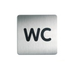 Plaque de porte WC carrée en alu brossé 150x150mm