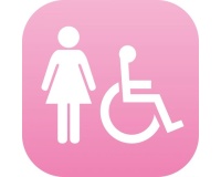 Plaque Signalétique en drapeau PLEXI - Femme + PMR  (Rose)