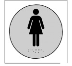 Plaques en relief et braille toilettes Femmes Dimensions:Ø 100 mm -