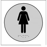 Plaques en relief et braille toilettes Femmes Dimensions:Ø 100 mm -  (Argent)