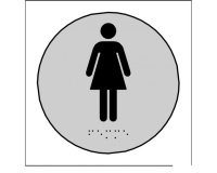 Plaques en relief et braille toilettes Femmes Dimensions:Ø 100 mm -