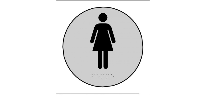 Plaques en relief et braille toilettes Femmes Dimensions:Ø 100 mm -