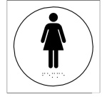 Plaques en relief et braille toilettes Femmes Dimensions:Ø 100 mm -