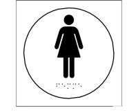 Plaques en relief et braille toilettes Femmes Dimensions:Ø 100 mm -