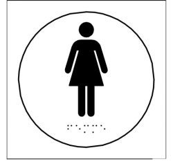Plaques en relief et braille toilettes Femmes Dimensions:Ø 100 mm -