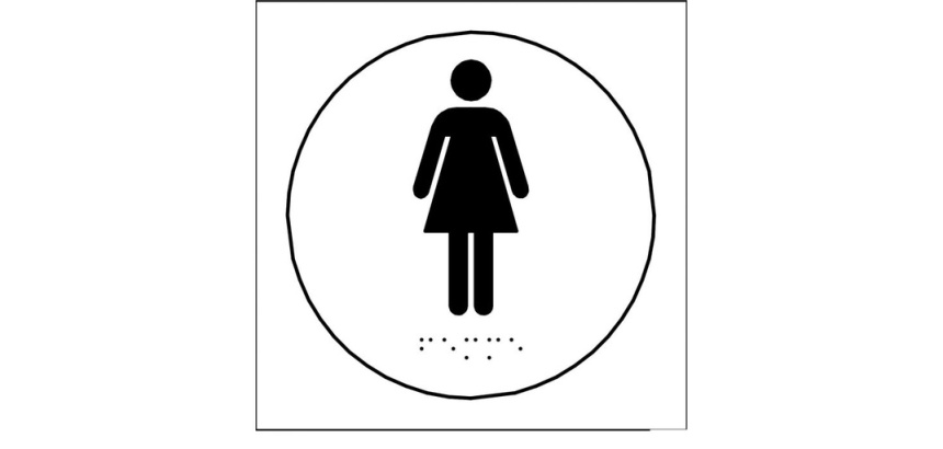 Plaques en relief et braille toilettes Femmes Dimensions:Ø 100 mm -