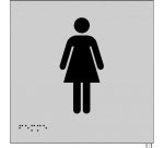Plaques en relief et braille toilettes Femmes Dimensions:150 x 150 mm (carré) -