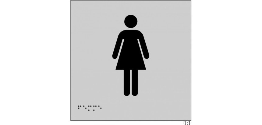 Plaques en relief et braille toilettes Femmes Dimensions:150 x 150 mm (carré) -