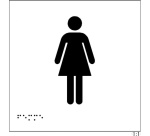 Plaques en relief et braille toilettes Femmes Dimensions:150 x 150 mm (carré) -