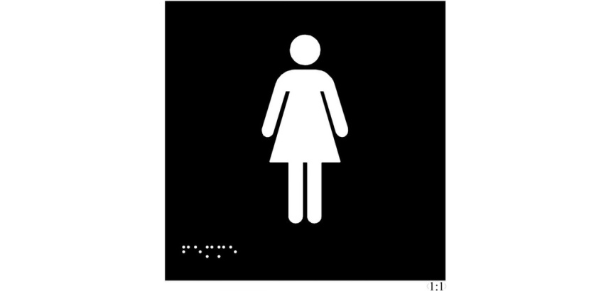 Plaques en relief et braille toilettes Femmes Dimensions:150 x 150 mm (carré) -