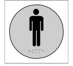 Plaque en relief et braille toilettes Hommes Dimensions:Ø 100 mm -