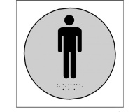 Plaque en relief et braille toilettes Hommes Dimensions:Ø 100 mm -