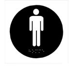 Plaque en relief et braille toilettes Hommes Dimensions:Ø 100 mm -