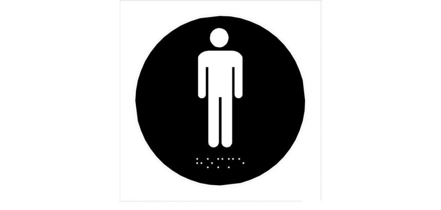 Plaque en relief et braille toilettes Hommes Dimensions:Ø 100 mm -
