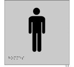 Plaque en relief et braille toilettes Hommes Dimensions:150 x 150 mm (carré) -