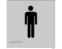 Plaque en relief et braille toilettes Hommes Dimensions:150 x 150 mm (carré) -
