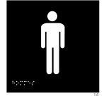 Plaque en relief et braille toilettes Hommes Dimensions:150 x 150 mm (carré) -