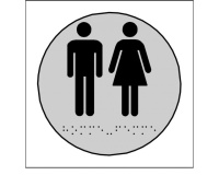 Plaques en relief et braille toilettes Hommes et Femmes Dimensions:Ø 100 mm -