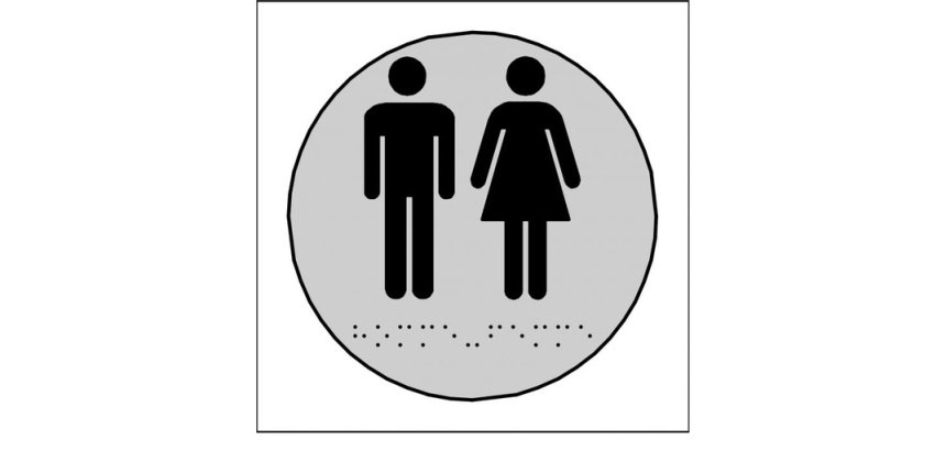 Plaques en relief et braille toilettes Hommes et Femmes Dimensions:Ø 100 mm -