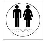 Plaques en relief et braille toilettes Hommes et Femmes Dimensions:Ø 100 mm -