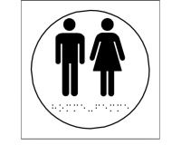 Plaques en relief et braille toilettes Hommes et Femmes Dimensions:Ø 100 mm -  (Blanc)