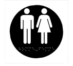 Plaques en relief et braille toilettes Hommes et Femmes Dimensions:Ø 100 mm -