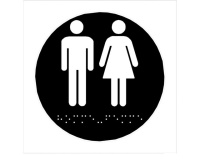 Plaques en relief et braille toilettes Hommes et Femmes Dimensions:Ø 100 mm -  (Noir)