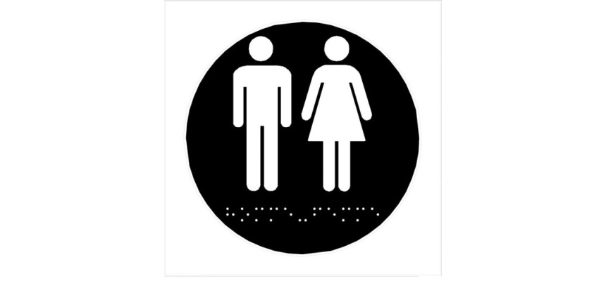 Plaques en relief et braille toilettes Hommes et Femmes Dimensions:Ø 100 mm -
