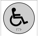 Plaques en relief et braille toilettes Handicapés Dimensions:Ø 100 mm -  (Argent)