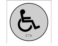 Plaques en relief et braille toilettes Handicapés Dimensions:Ø 100 mm -  (Argent)