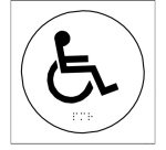 Plaques en relief et braille toilettes Handicapés Dimensions:Ø 100 mm -