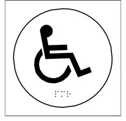 Plaques en relief et braille toilettes Handicapés Dimensions:Ø 100 mm -