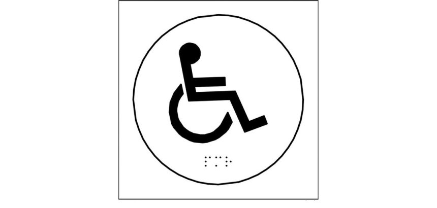 Plaques en relief et braille toilettes Handicapés Dimensions:Ø 100 mm -