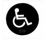 Plaques en relief et braille toilettes Handicapés Dimensions:Ø 100 mm -