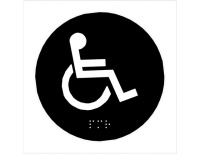 Plaques en relief et braille toilettes Handicapés Dimensions:Ø 100 mm -  (Noir)