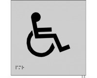 Plaques en relief et braille toilettes Handicapés Dimensions:150 x 150 mm (carré) -  (Argent)