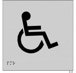 Plaques en relief et braille toilettes Handicapés Dimensions:150 x 150 mm (carré) -