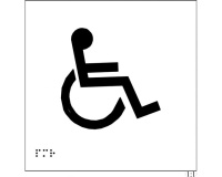 Plaques en relief et braille toilettes Handicapés Dimensions:150 x 150 mm (carré) -  (Blanc)