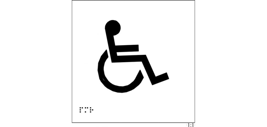 Plaques en relief et braille toilettes Handicapés Dimensions:150 x 150 mm (carré) -