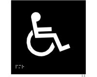 Plaques en relief et braille toilettes Handicapés Dimensions:150 x 150 mm (carré) -  (Noir)
