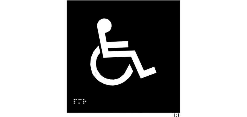 Plaques en relief et braille toilettes Handicapés Dimensions:150 x 150 mm (carré) -