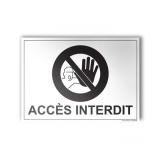 Plaque gravée - ACCES INTERDIT (Noir sur blanc)