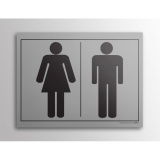 Plaque gravée - picto homme femme  WC 10x14cm (Inox)