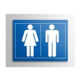 Plaque gravée - picto homme femme  WC 10x14cm (Bleu)