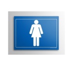 Plaque gravée - Toilettes picto Femme - 10x14 cm - Gravoply Bleu