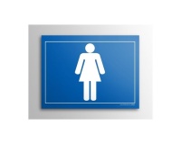 Plaque gravée - Toilettes picto Femme - 10x14cm (Bleu)