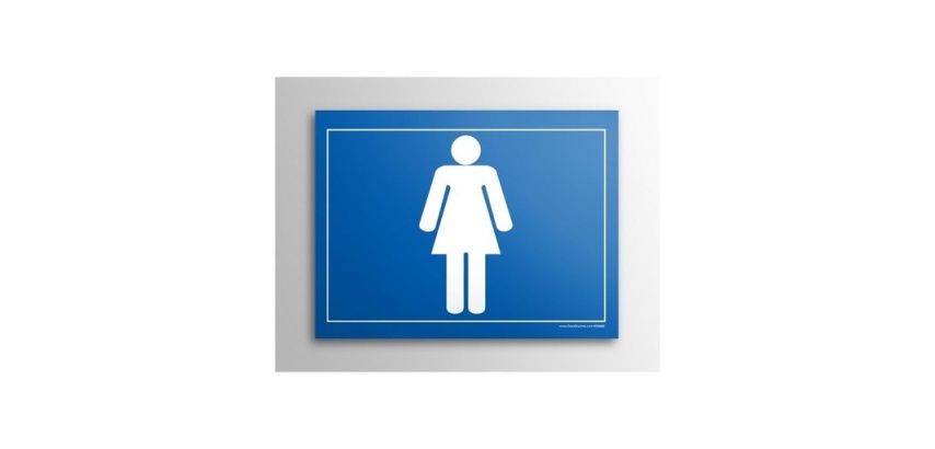Plaque gravée - Toilettes picto Femme - 10x14 cm - Gravoply Bleu