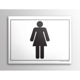 Plaque gravée - Toilettes picto Femme - 10x14 cm - Gravoply Blanc