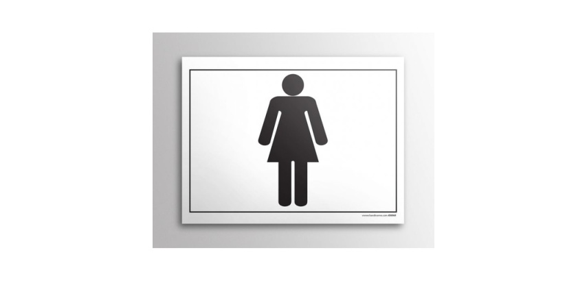 Plaque gravée - Toilettes picto Femme - 10x14 cm - Gravoply Blanc