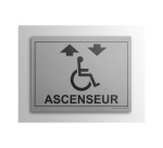 Plaque gravée Accès - Ascenseur - + Picto Handicapé - 10 x 14 cm  (Fond Inox)
